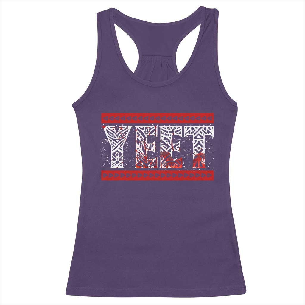 Yeet Funny Wrestling Slang Quote Tribal Art Blood Splatter Racerback Tank Top TS11 Purple Print Your Wear
