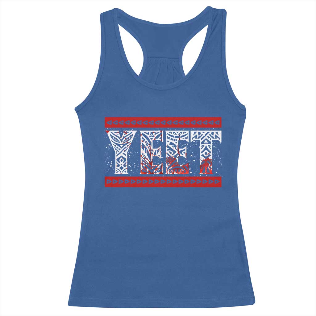 Yeet Funny Wrestling Slang Quote Tribal Art Blood Splatter Racerback Tank Top TS11 Royal Blue Print Your Wear
