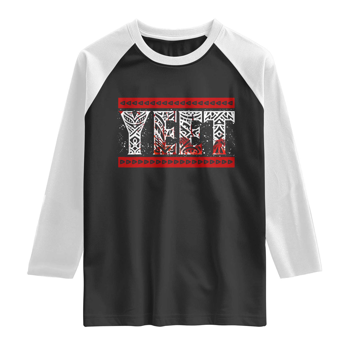Yeet Funny Wrestling Slang Quote Tribal Art Blood Splatter Raglan Shirt TS11 Black White Print Your Wear