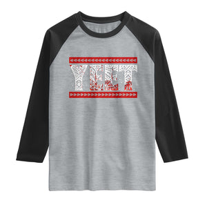 Yeet Funny Wrestling Slang Quote Tribal Art Blood Splatter Raglan Shirt TS11 Heather Gray Black Print Your Wear