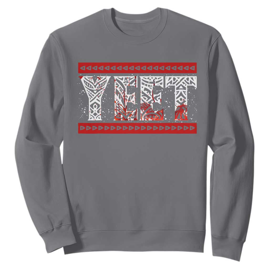Yeet Funny Wrestling Slang Quote Tribal Art Blood Splatter Sweatshirt TS11 Charcoal Print Your Wear