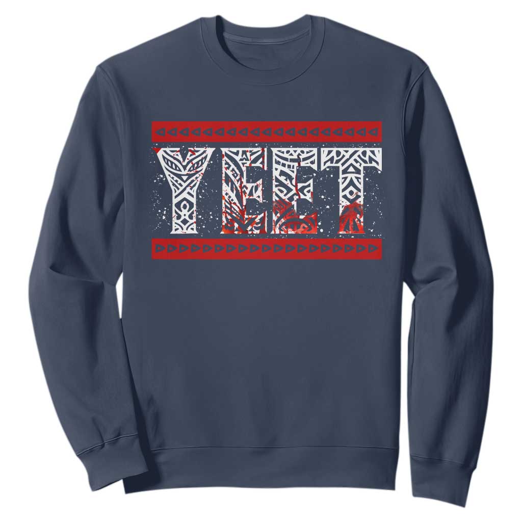 Yeet Funny Wrestling Slang Quote Tribal Art Blood Splatter Sweatshirt TS11 Navy Print Your Wear