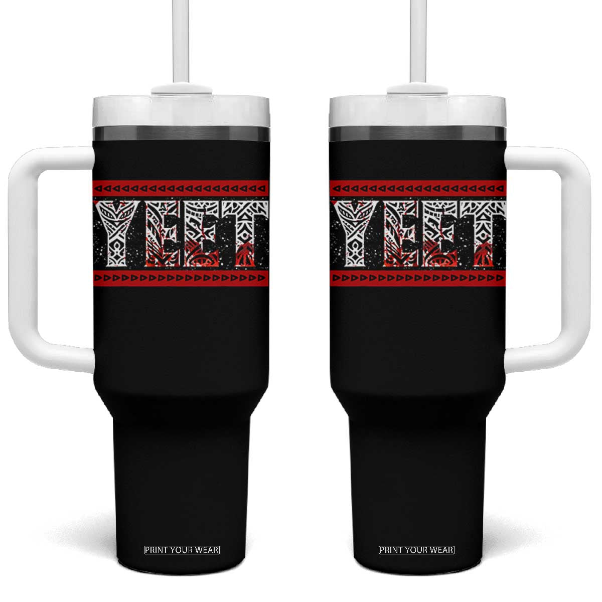 Yeet Funny Wrestling Slang Quote Tribal Art Blood Splatter Tumbler With Handle TS11 One Size: 40 oz Black Print Your Wear