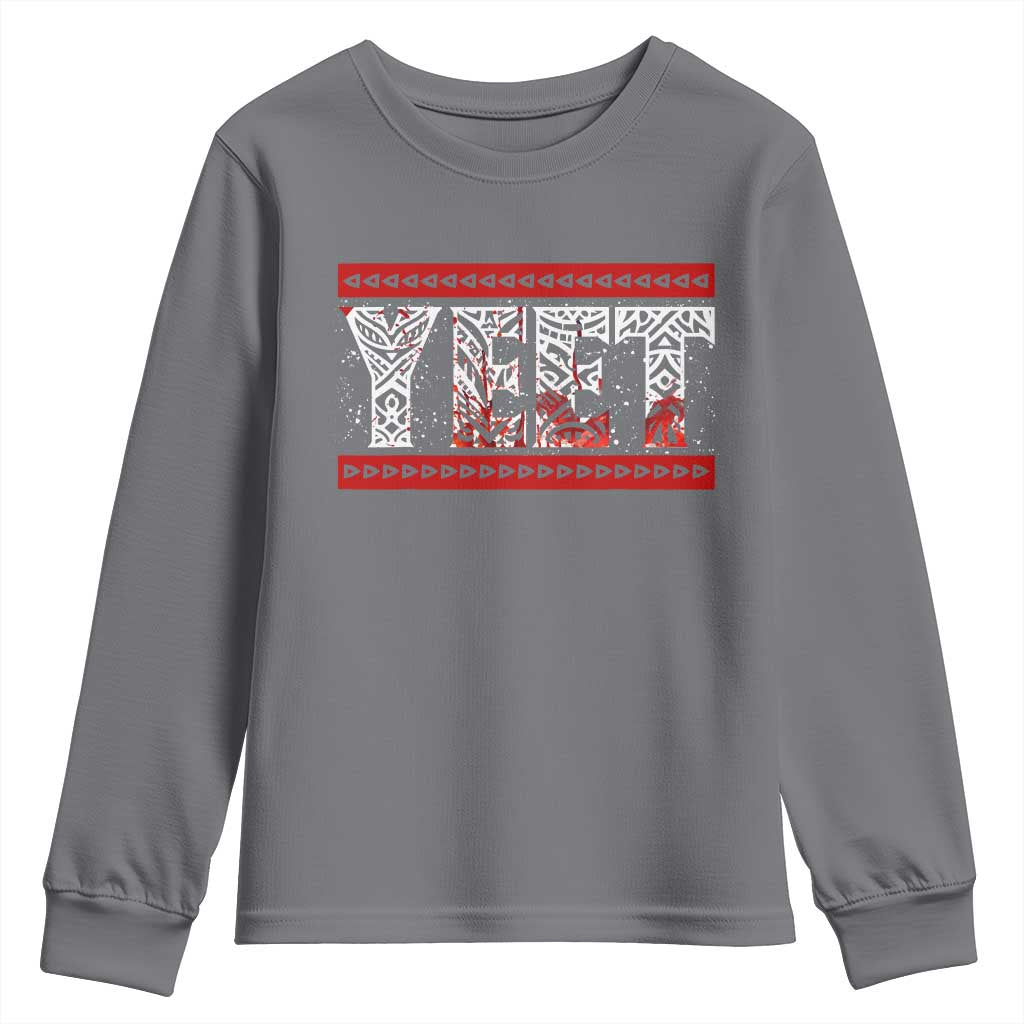 Yeet Funny Wrestling Slang Quote Tribal Art Blood Splatter Youth Sweatshirt TS11 Charcoal Print Your Wear