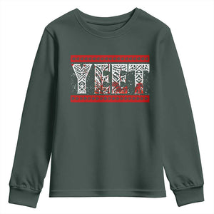 Yeet Funny Wrestling Slang Quote Tribal Art Blood Splatter Youth Sweatshirt TS11 Dark Forest Green Print Your Wear