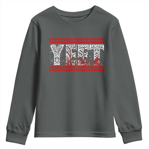 Yeet Funny Wrestling Slang Quote Tribal Art Blood Splatter Youth Sweatshirt TS11 Dark Heather Print Your Wear