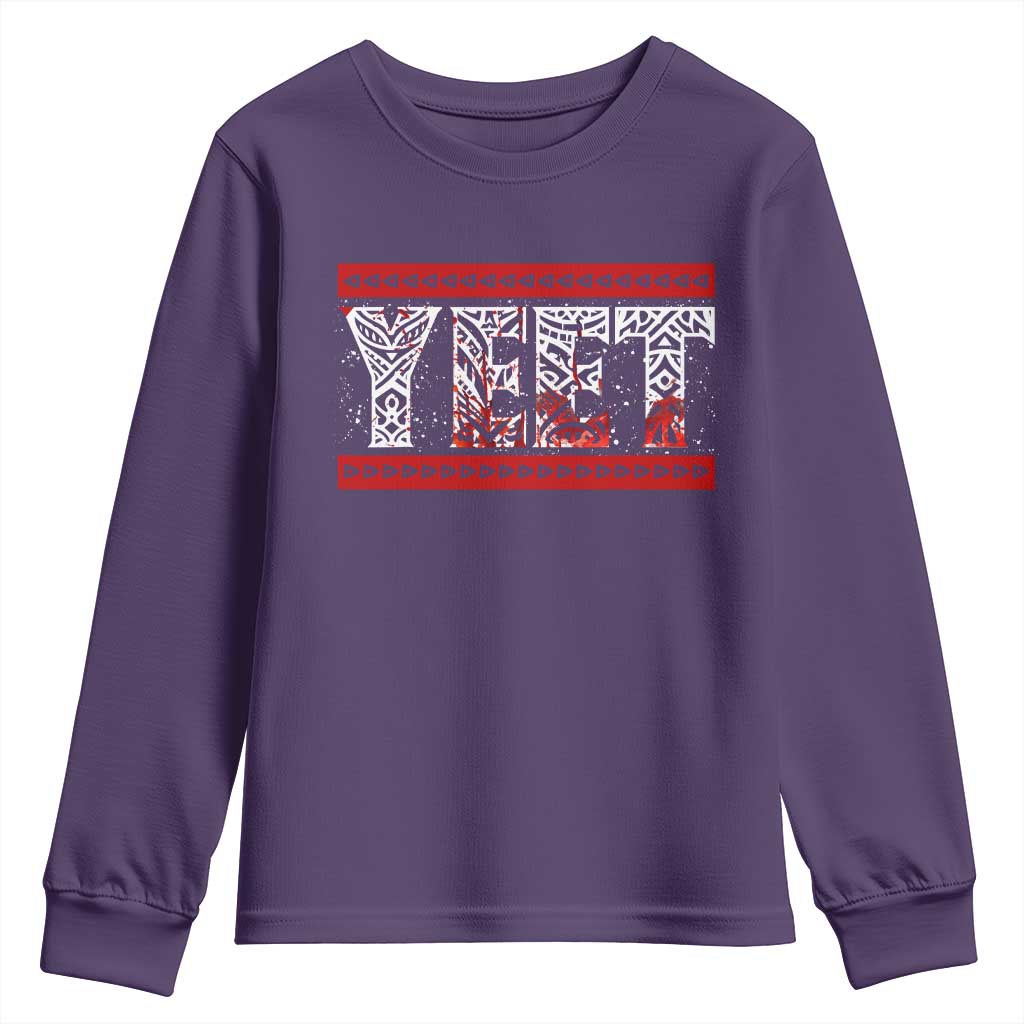 Yeet Funny Wrestling Slang Quote Tribal Art Blood Splatter Youth Sweatshirt TS11 Purple Print Your Wear