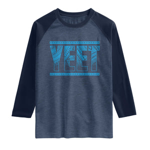 Yeet Funny Wrestling Slang Quote Tribal Art Raglan Shirt TS11 Heather Denim Navy Print Your Wear