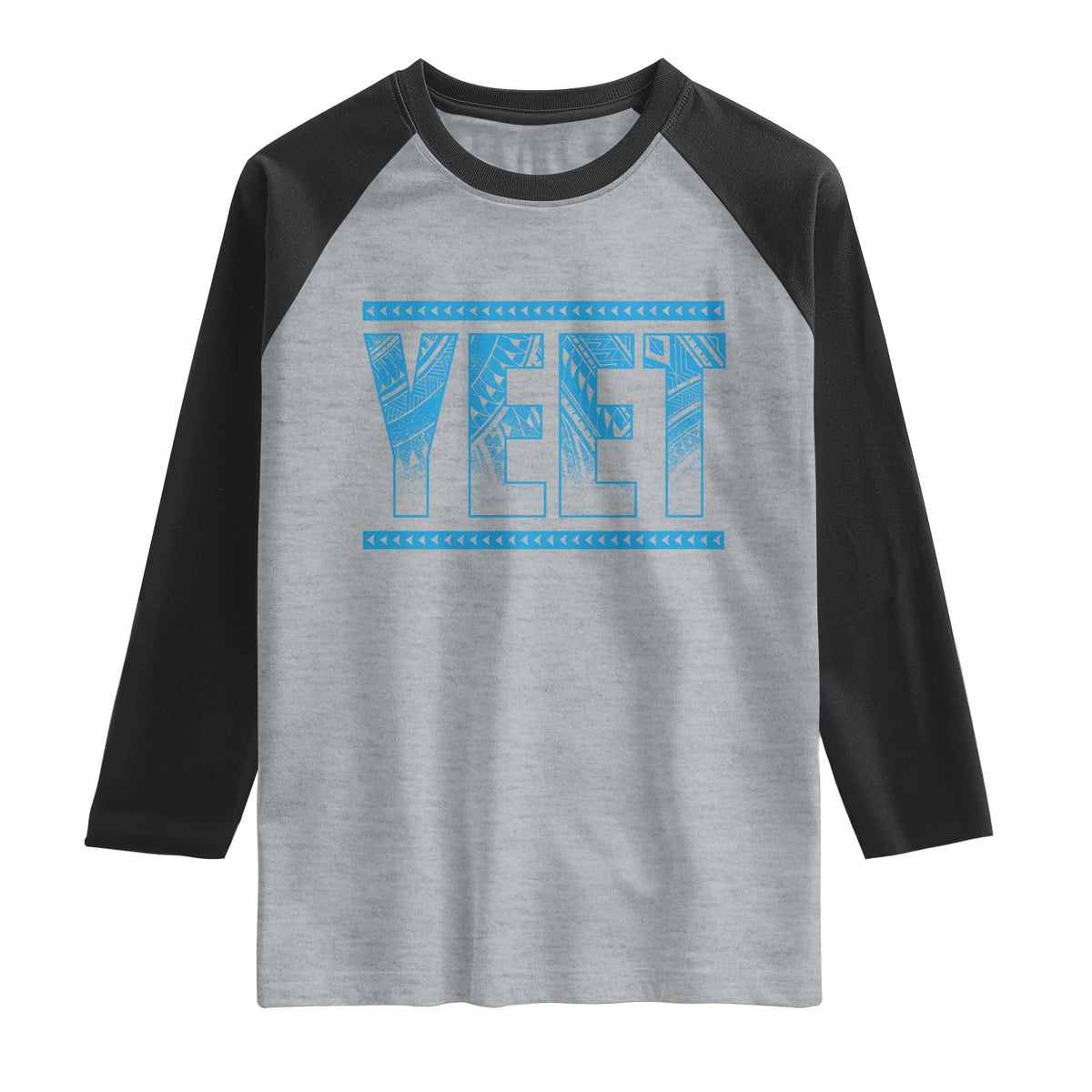 Yeet Funny Wrestling Slang Quote Tribal Art Raglan Shirt TS11 Heather Gray Black Print Your Wear
