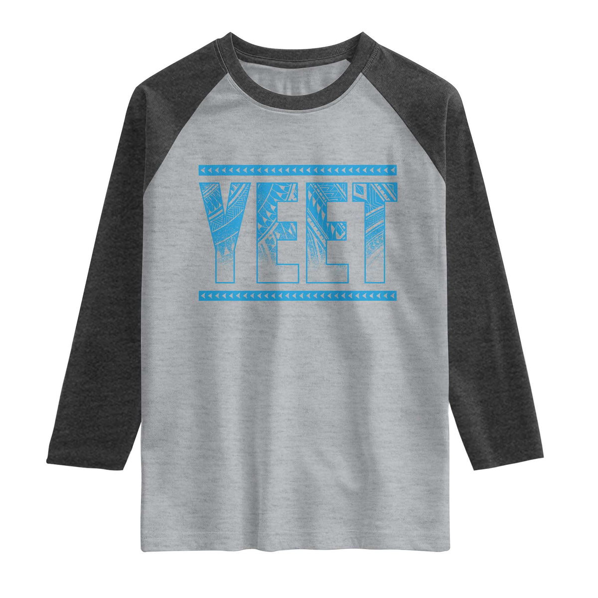 Yeet Funny Wrestling Slang Quote Tribal Art Raglan Shirt TS11 Heather Gray Heather Charcoal Print Your Wear