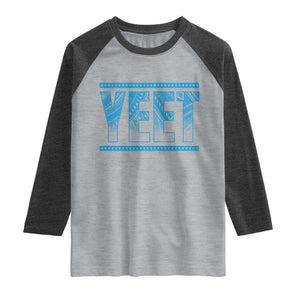 Yeet Funny Wrestling Slang Quote Tribal Art Raglan Shirt TS11 Heather Gray Heather Charcoal Print Your Wear