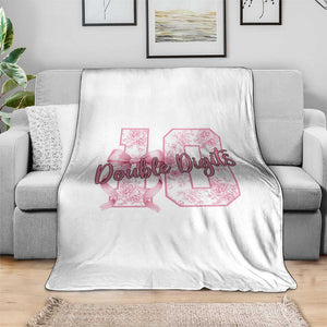 10th Birthday Throw Blanket Double Digits Pink Coquette Bow 10 Year Old Aesthetic TS11 Print Your Wear