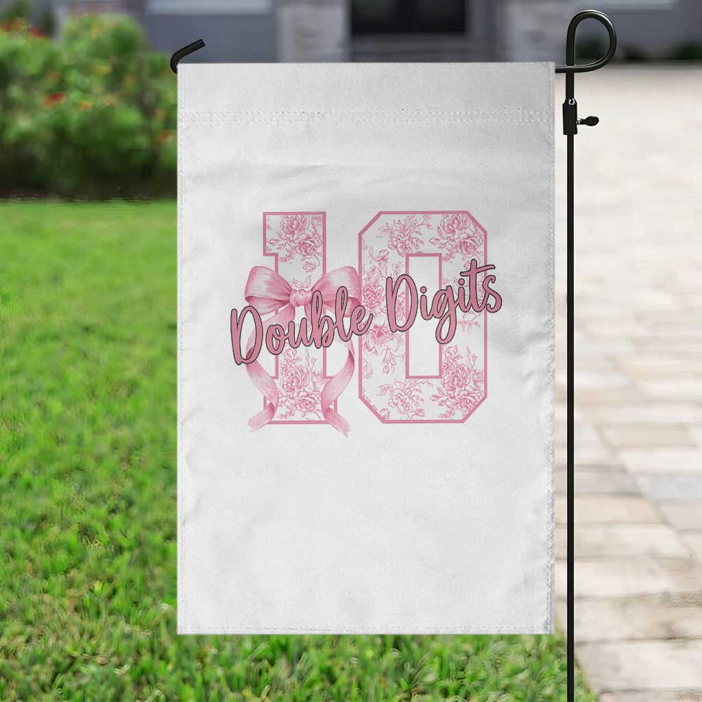 10th Birthday Garden Flag Double Digits Pink Coquette Bow 10 Year Old Aesthetic TS11 Print Your Wear