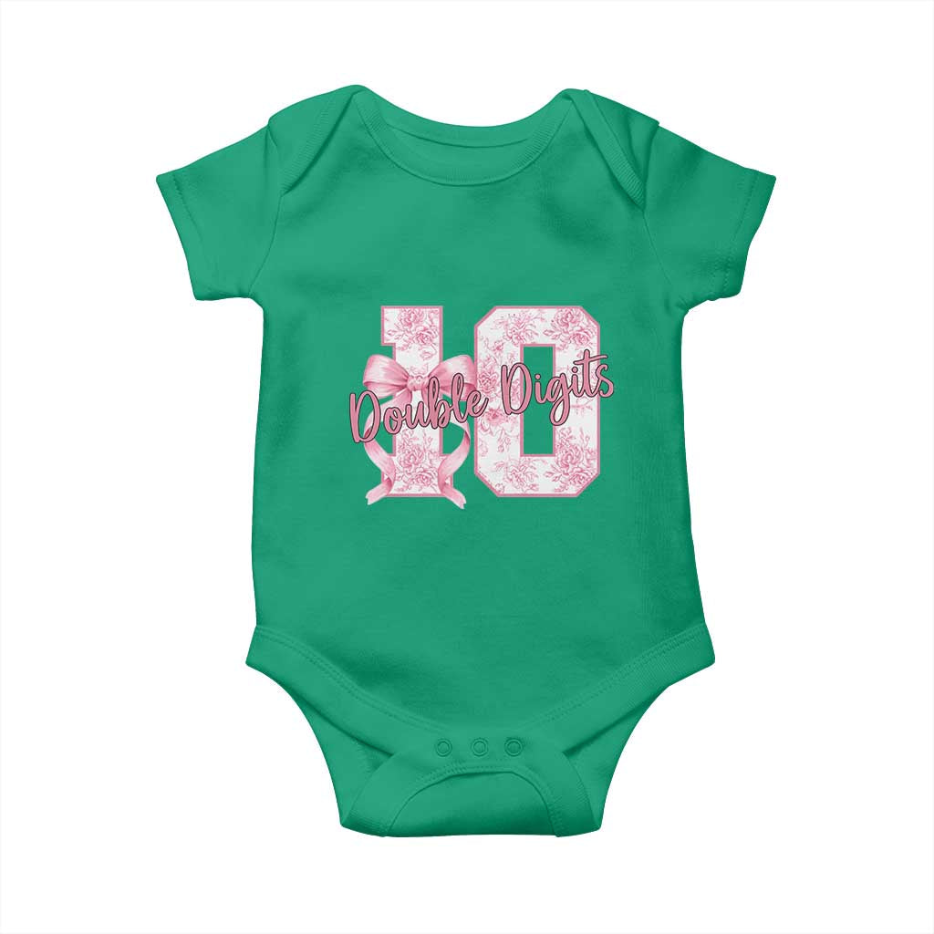 10th Birthday Baby Onesie Double Digits Pink Coquette Bow 10 Year Old Aesthetic TS11 Irish Green Print Your Wear