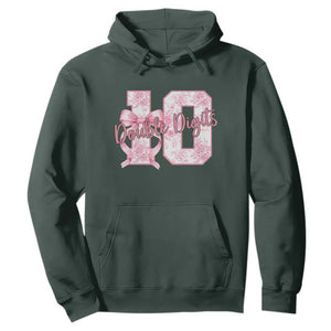 10th Birthday Hoodie Double Digits Pink Coquette Bow 10 Year Old Aesthetic TS11 Dark Forest Green Print Your Wear