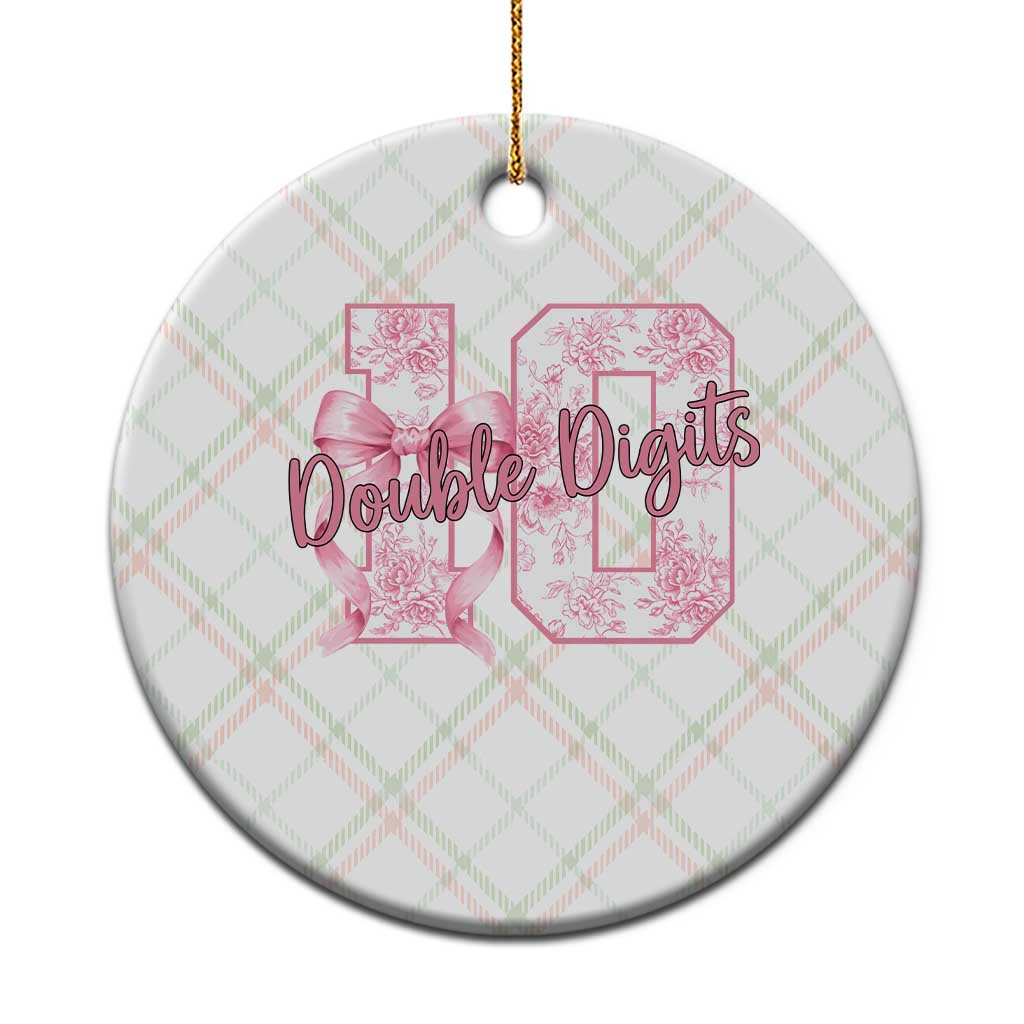 10th Birthday Ceramic Ornament Double Digits Pink Coquette Bow 10 Year Old Aesthetic TS11 1pc Christmas Plaid Print Your Wear