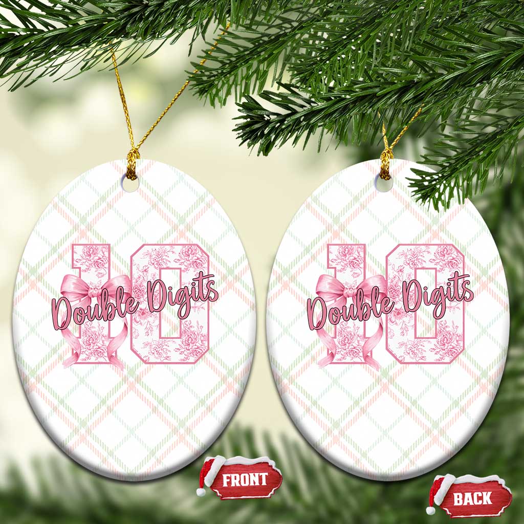10th Birthday Ceramic Ornament Double Digits Pink Coquette Bow 10 Year Old Aesthetic TS11 Print Your Wear