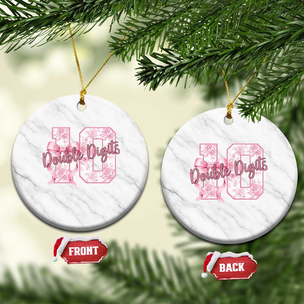 10th Birthday Ceramic Ornament Double Digits Pink Coquette Bow 10 Year Old Aesthetic TS11 1pc White Marble Print Your Wear