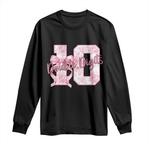 10th Birthday Long Sleeve Shirt Double Digits Pink Coquette Bow 10 Year Old Aesthetic TS11 Black Print Your Wear