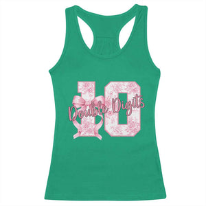 10th Birthday Racerback Tank Top Double Digits Pink Coquette Bow 10 Year Old Aesthetic TS11 Irish Green Print Your Wear