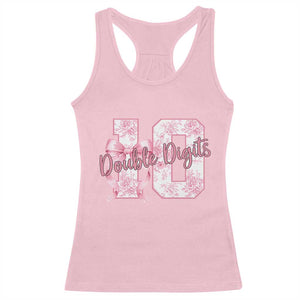 10th Birthday Racerback Tank Top Double Digits Pink Coquette Bow 10 Year Old Aesthetic TS11 Light Pink Print Your Wear