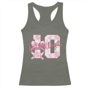 10th Birthday Racerback Tank Top Double Digits Pink Coquette Bow 10 Year Old Aesthetic TS11 Military Green Print Your Wear
