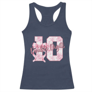 10th Birthday Racerback Tank Top Double Digits Pink Coquette Bow 10 Year Old Aesthetic TS11 Navy Print Your Wear