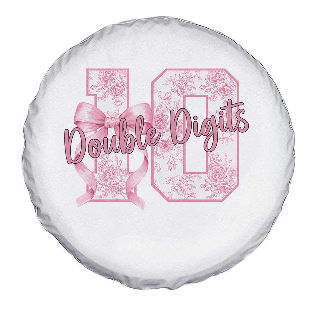 10th Birthday Spare Tire Cover Double Digits Pink Coquette Bow 10 Year Old Aesthetic TS11 Print Your Wear