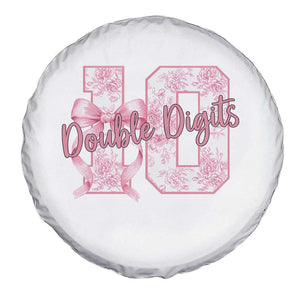 10th Birthday Spare Tire Cover Double Digits Pink Coquette Bow 10 Year Old Aesthetic TS11 Print Your Wear