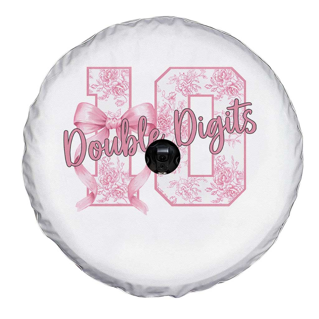 10th Birthday Spare Tire Cover Double Digits Pink Coquette Bow 10 Year Old Aesthetic TS11 Print Your Wear