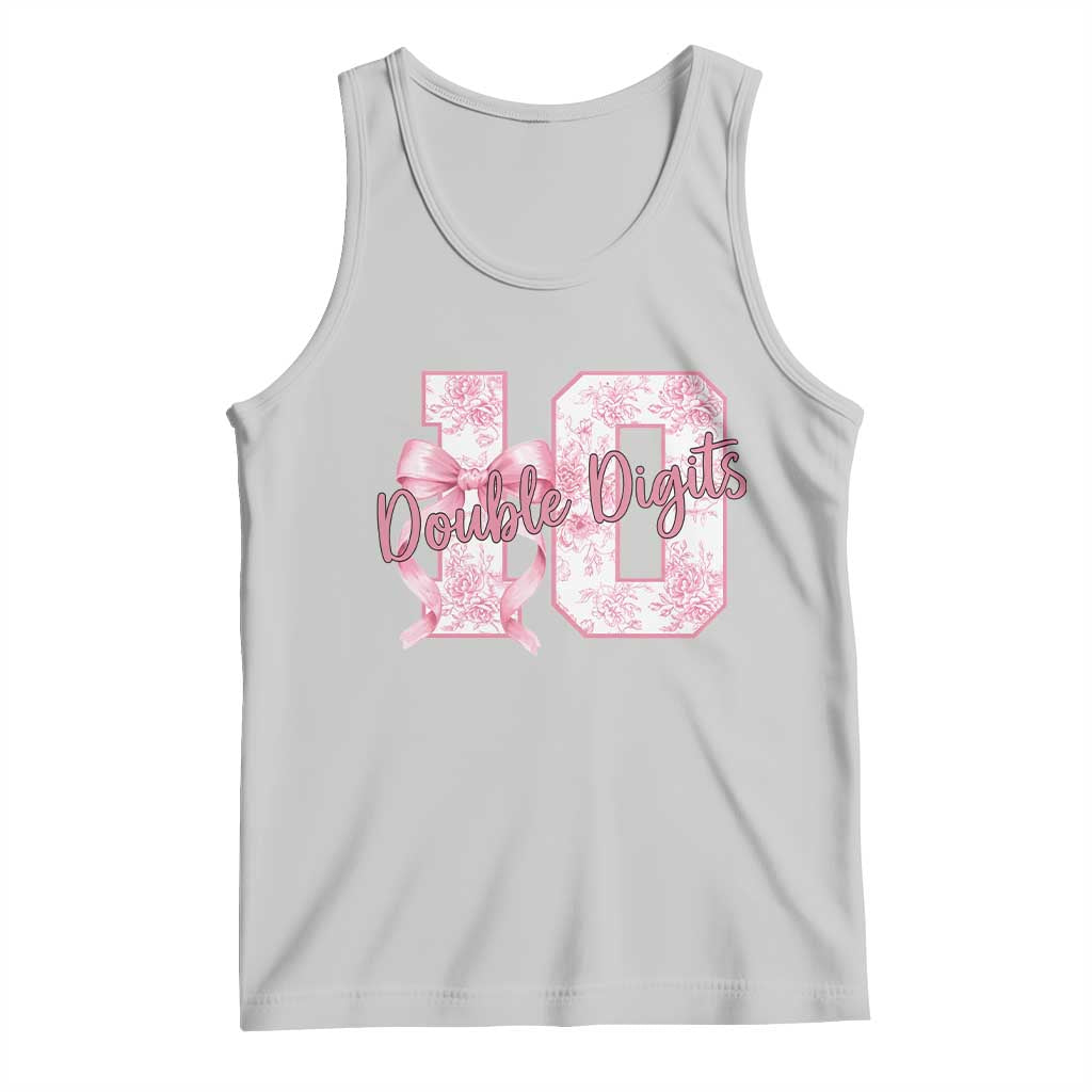 10th Birthday Tank Top Double Digits Pink Coquette Bow 10 Year Old Aesthetic TS11 Ash Print Your Wear