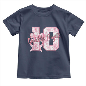 10th Birthday Toddler T Shirt Double Digits Pink Coquette Bow 10 Year Old Aesthetic TS11 Navy Print Your Wear