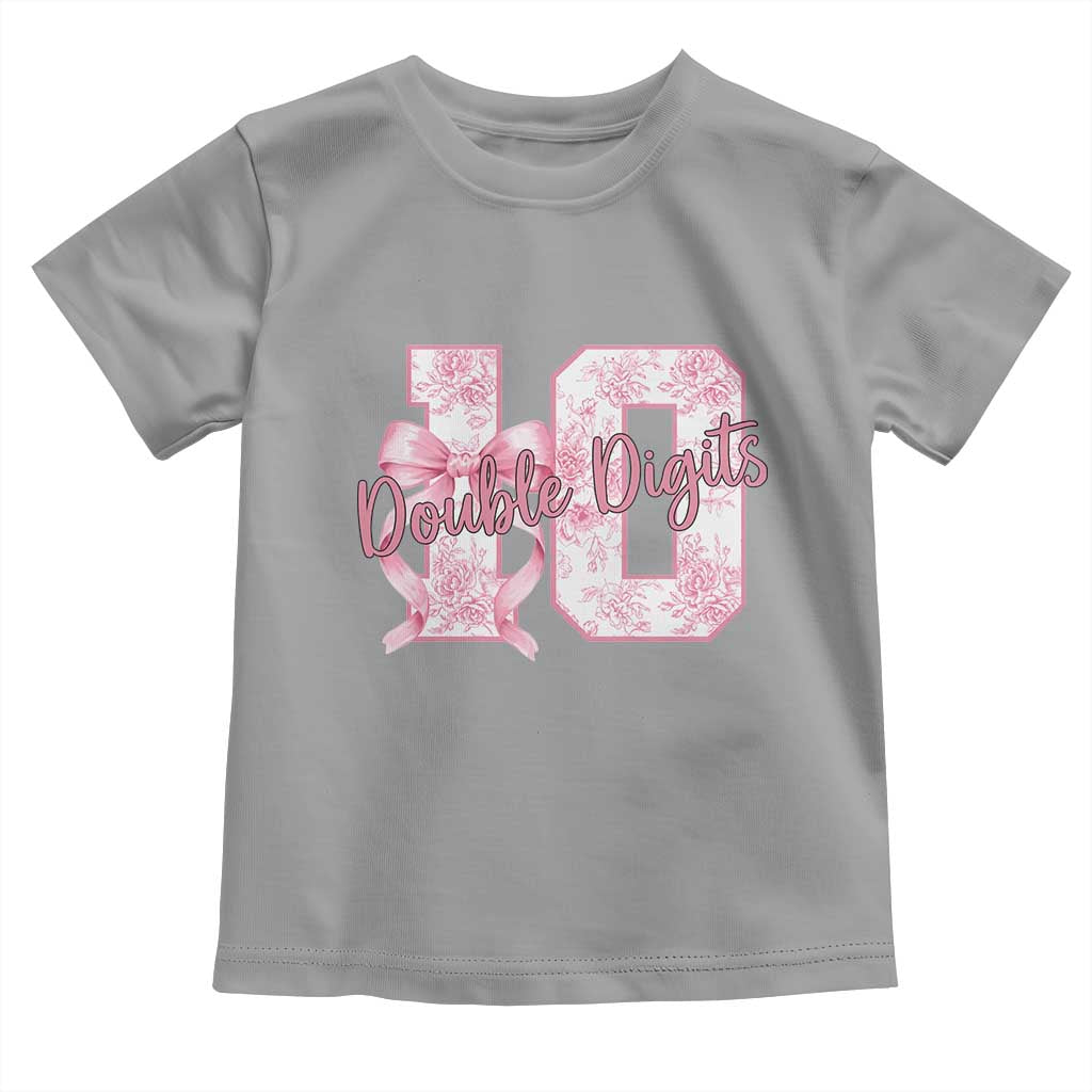 10th Birthday Toddler T Shirt Double Digits Pink Coquette Bow 10 Year Old Aesthetic TS11 Sport Gray Print Your Wear