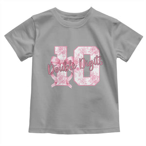 10th Birthday Toddler T Shirt Double Digits Pink Coquette Bow 10 Year Old Aesthetic TS11 Sport Gray Print Your Wear
