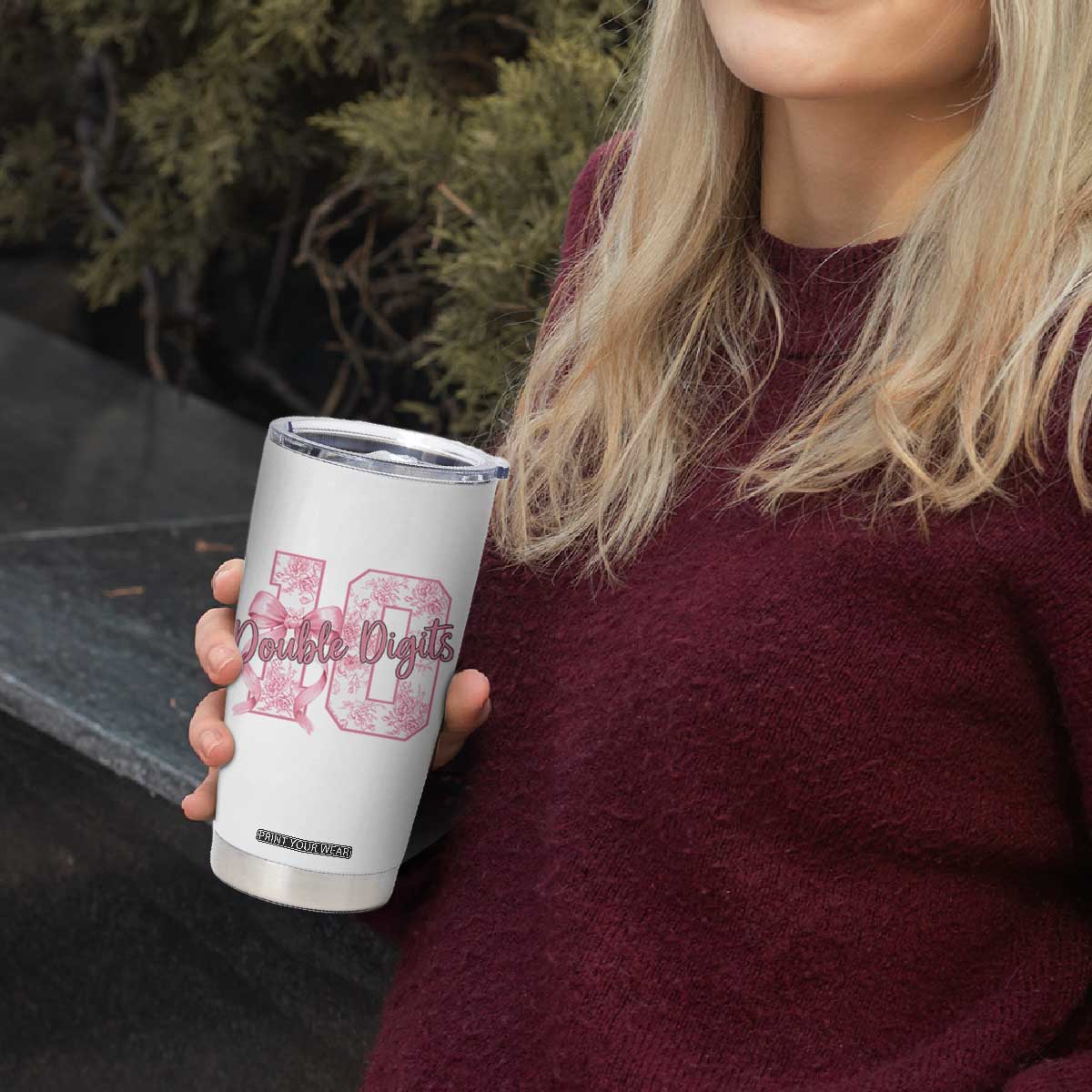 10th Birthday Tumbler Cup Double Digits Pink Coquette Bow 10 Year Old Aesthetic TS11 Print Your Wear