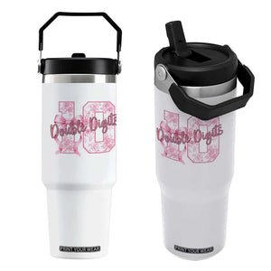 10th Birthday Flip Straw Tumbler Double Digits Pink Coquette Bow 10 Year Old Aesthetic TS11 One Size: 30 oz White Print Your Wear