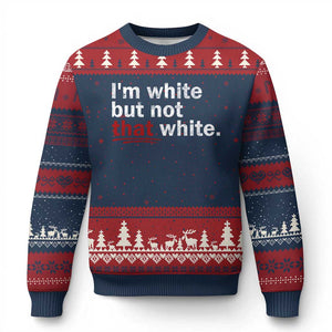 I'm White But Not That White Ugly Christmas Sweater Funny Meme Quote TS11 Navy Red Print Your Wear