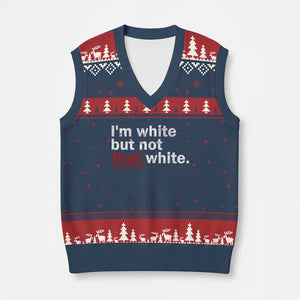 I'm White But Not That White V-Neck Knit Sweater Vest Funny Meme Quote TS11 Navy Red Print Your Wear
