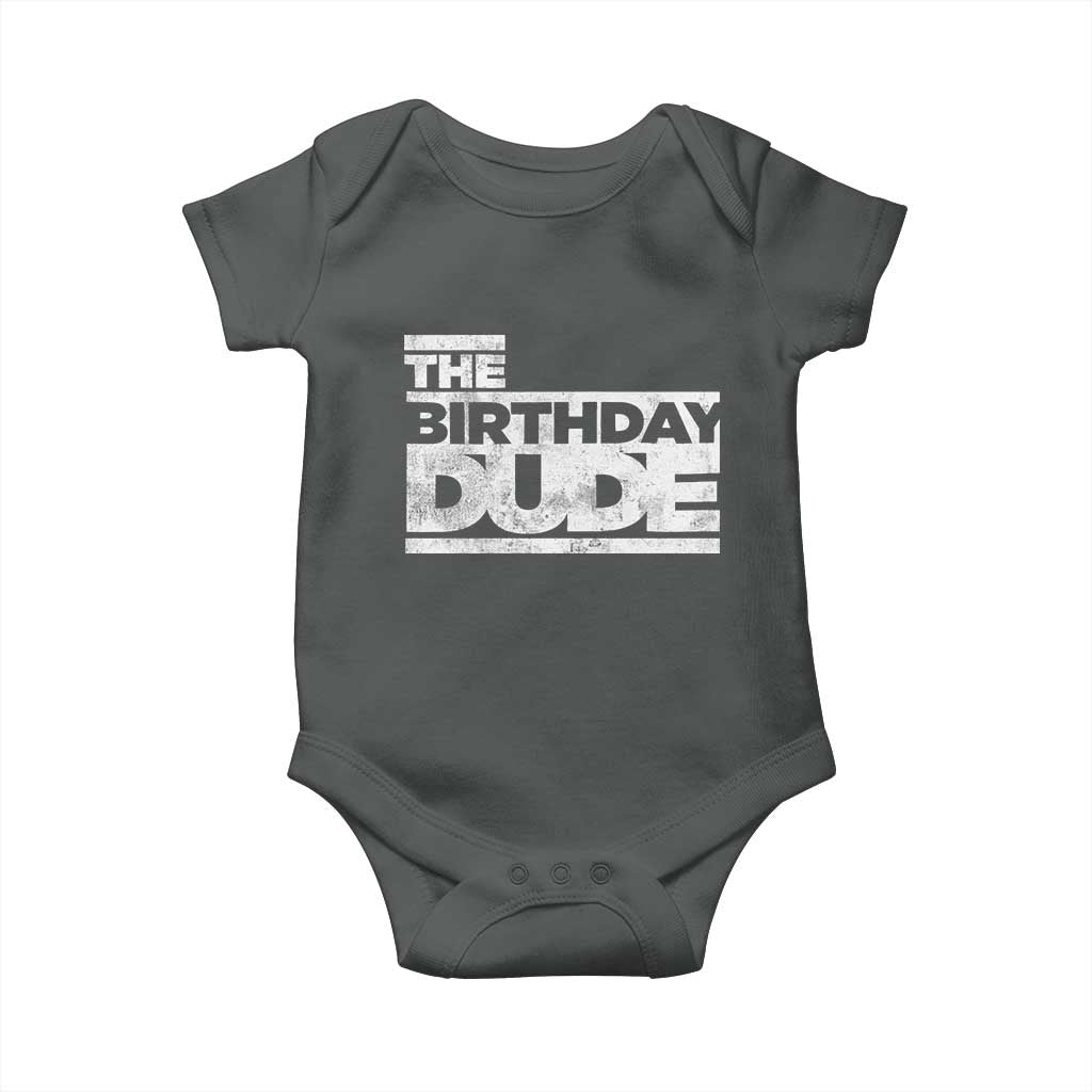 The Birthday Dude Baby Onesie Funny Birthday Guy Gift TS11 Dark Heather Print Your Wear