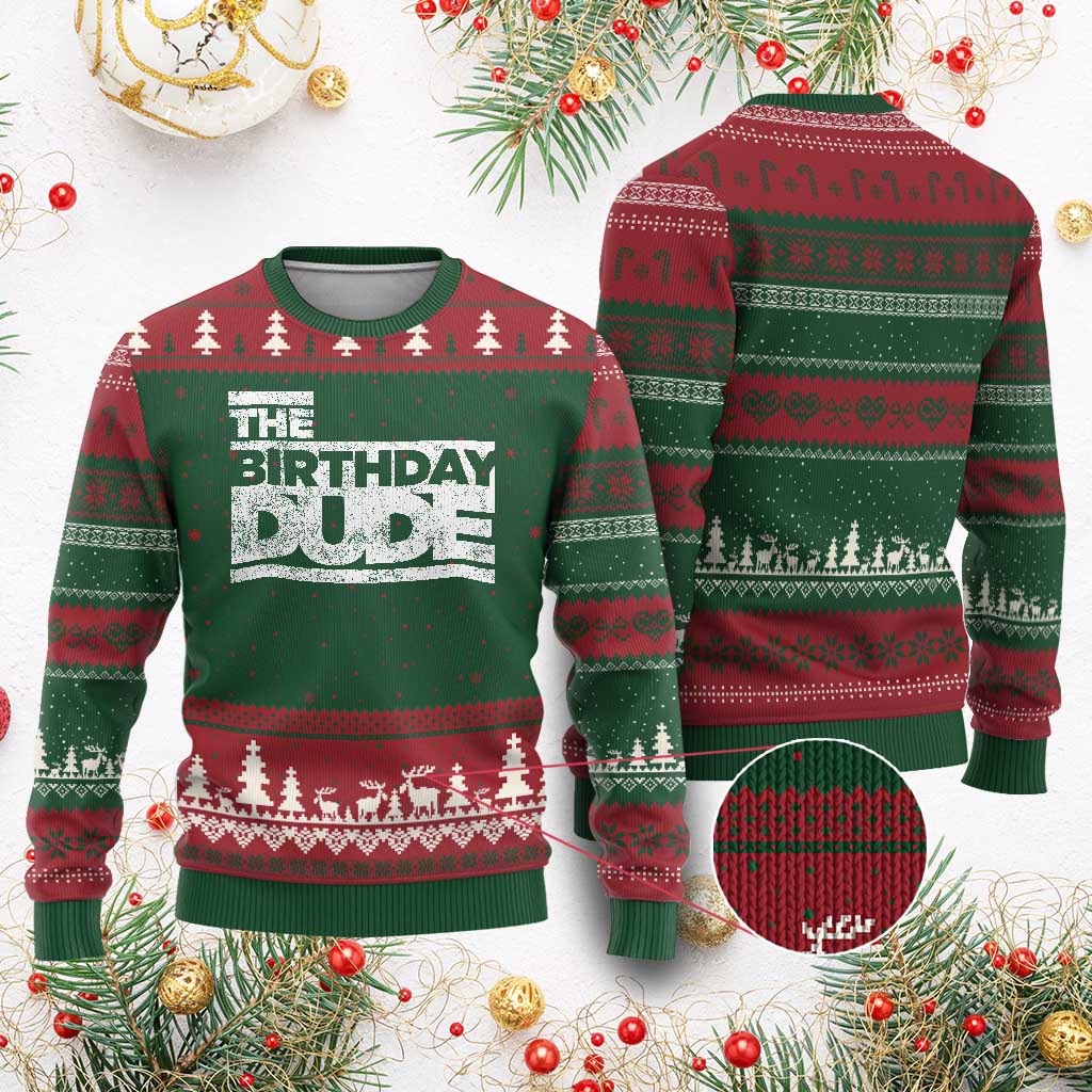 The Birthday Dude Ugly Christmas Sweater Funny Birthday Guy Gift TS11 Red Green Print Your Wear