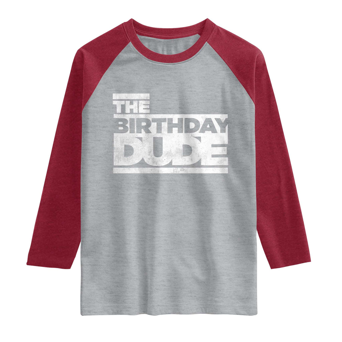 The Birthday Dude Raglan Shirt Funny Birthday Guy Gift TS11 Heather Gray Heather Red Print Your Wear