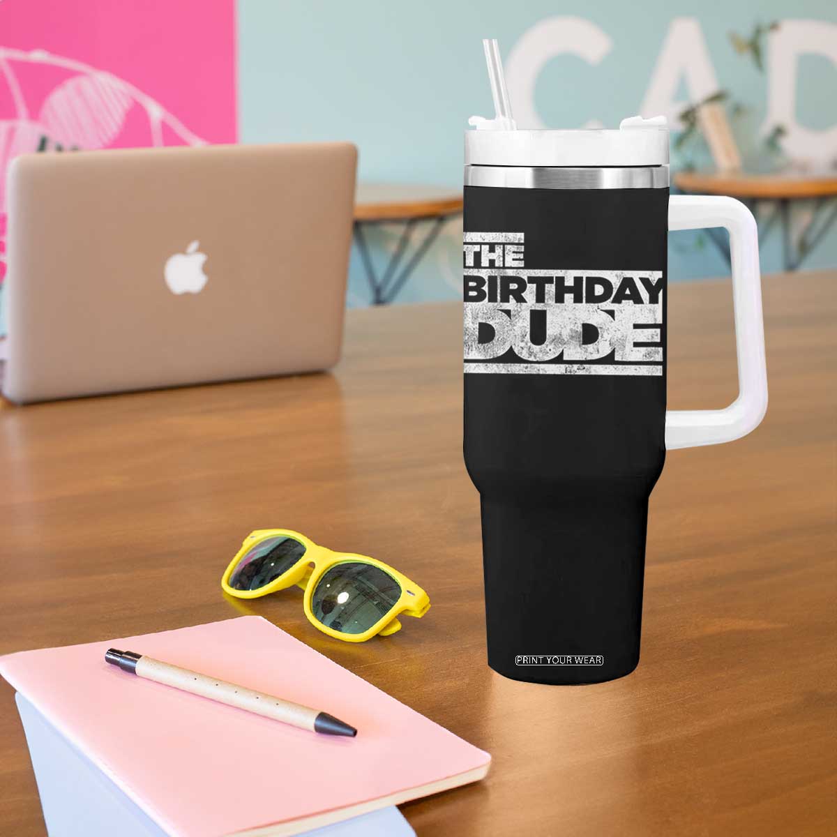 The Birthday Dude Tumbler With Handle Funny Birthday Guy Gift TS11 Print Your Wear