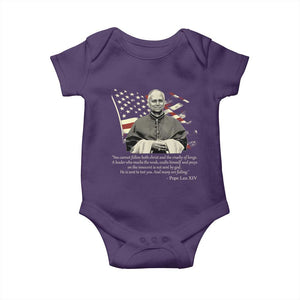 Pope Leo XIV Baby Onesie You Cannot Follow Both Christ And The Cruelty Of Kings TS11 Purple Print Your Wear