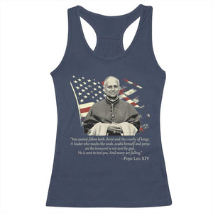 Pope Leo XIV Racerback Tank Top You Cannot Follow Both Christ And The Cruelty Of Kings TS11 Navy Print Your Wear
