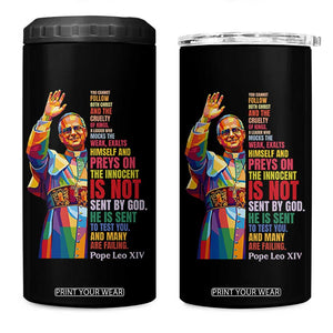 Pope Leo XIV No Kings 4 in 1 Can Cooler Tumbler You Cannot Follow Both Christ And The Cruelty Of Kings TS11 One Size: 16 oz Black Print Your Wear