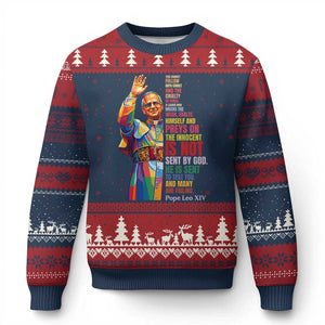 Pope Leo XIV No Kings Ugly Christmas Sweater You Cannot Follow Both Christ And The Cruelty Of Kings TS11 Navy Red Print Your Wear