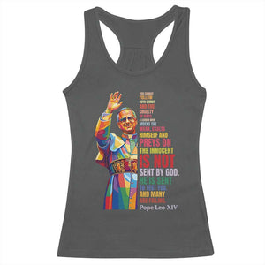 Pope Leo XIV No Kings Racerback Tank Top You Cannot Follow Both Christ And The Cruelty Of Kings TS11 Dark Heather Print Your Wear
