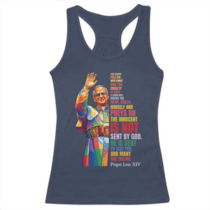 Pope Leo XIV No Kings Racerback Tank Top You Cannot Follow Both Christ And The Cruelty Of Kings TS11 Navy Print Your Wear