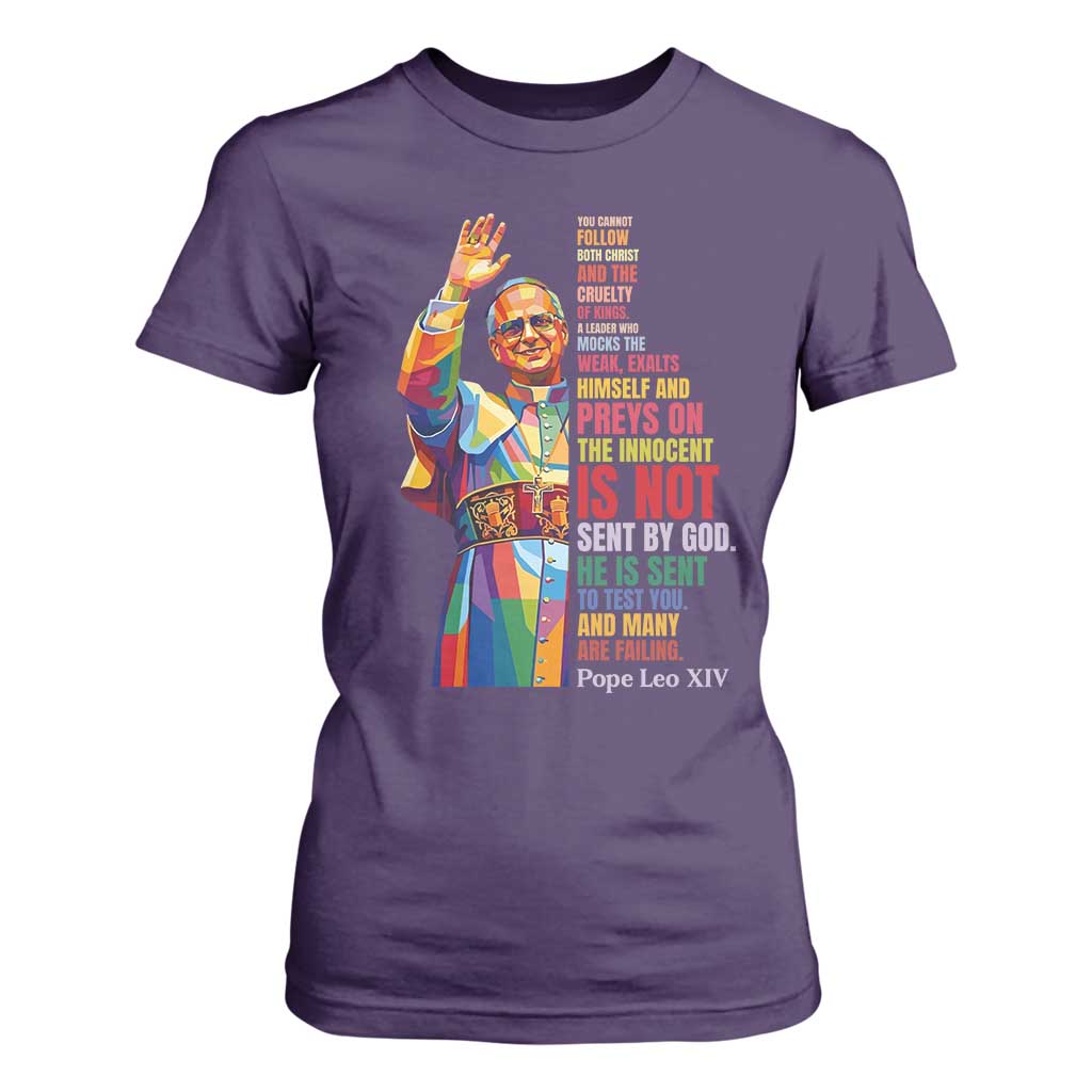 Pope Leo XIV No Kings T Shirt For Women You Cannot Follow Both Christ And The Cruelty Of Kings TS11 Purple Print Your Wear