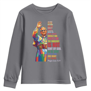 Pope Leo XIV No Kings Youth Sweatshirt You Cannot Follow Both Christ And The Cruelty Of Kings TS11 Charcoal Print Your Wear